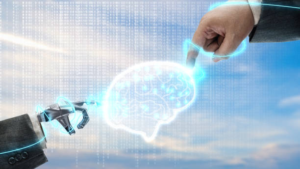 istock The robotic hand and business hand touch the virtual brain 2148785745