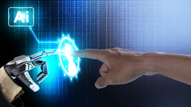 istock The robotic hand and human hand touch the AI symbol 2148785761
