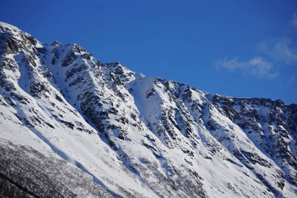 Snowcovered mountains in Innerdalen valley.