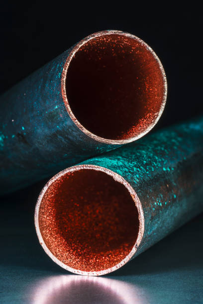 Copper Water Tube with Patina Close-up