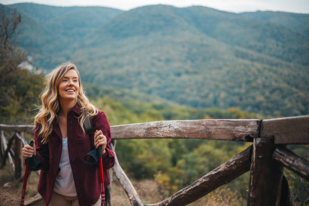 istock Woman contemplating a beautiful landscape. 2148789453