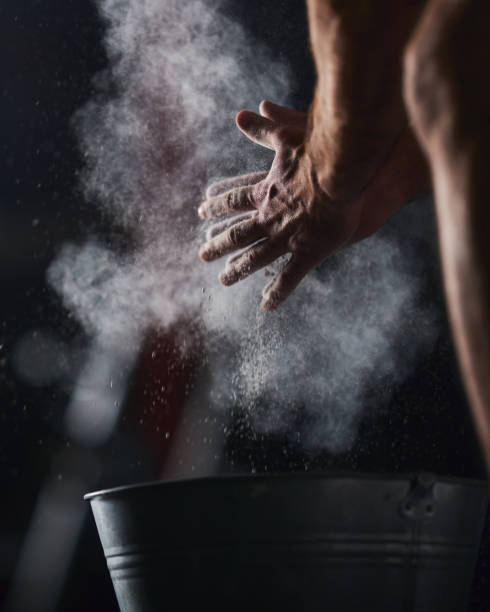 istock Close up of unrecognizable athlete preparing his hands with powder. 2148789547