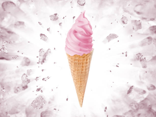 Vanilla softy serve ice cream sign, isolated on white background