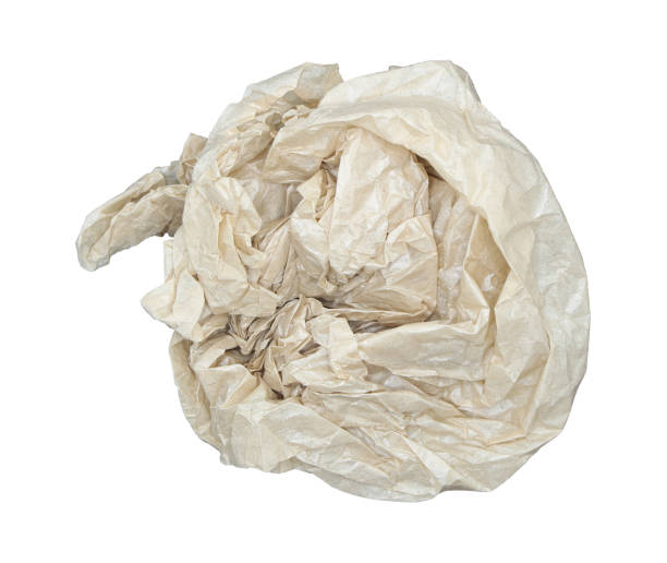 istock Crumpled paper ball cutout isolated on white background 2148793546