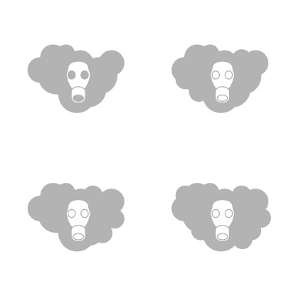 gas mask icon, gas cloud, on a white background, vector illustration