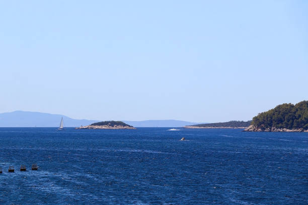 Sailing boat and beautiful Adriatic sea landscape in Croatia.
