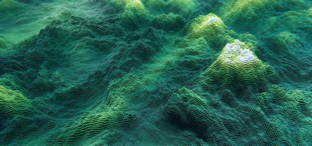istock Abstract green cubic landscape technology background. Eco concept background 2148794970