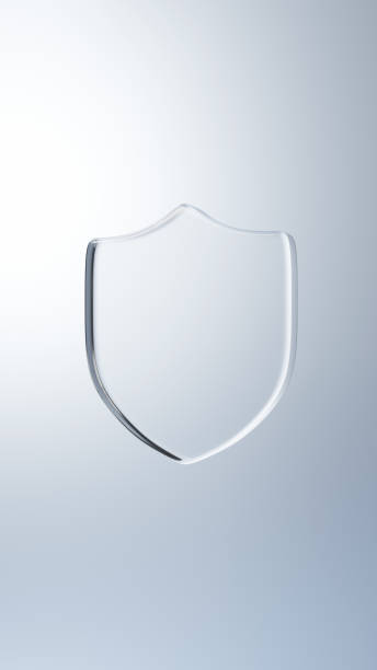 istock 3D Illustration.Transparent glass shield on white background. (Vertical) 2148795629