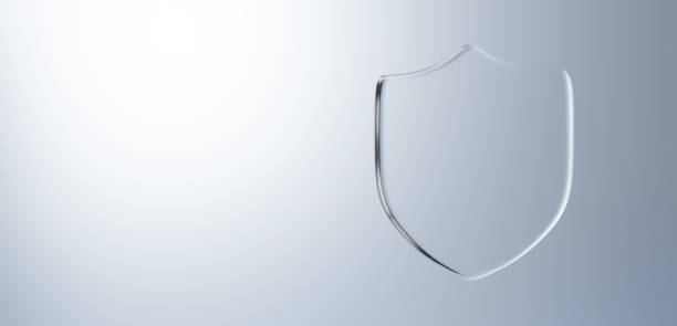 istock 3D Illustration.Transparent glass shield on white background.Copy space. (Horizontal) 2148795630