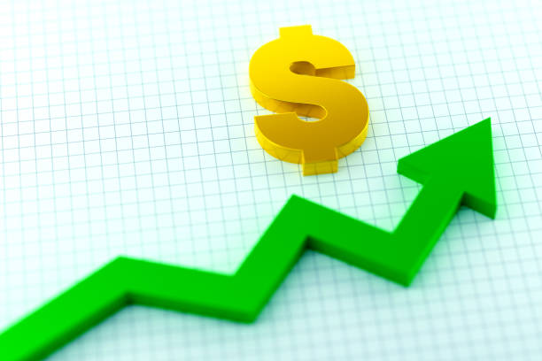 Dollar Sign And Success Arrow On Grid Paper. Finance Concept.
