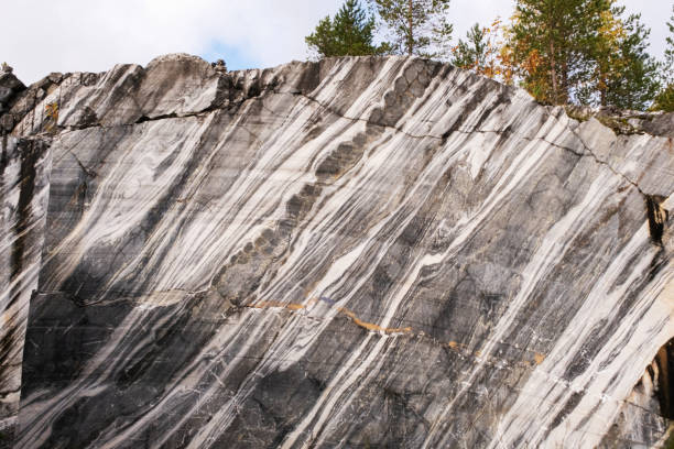 A cut of a marble mountain in Ruskeala Park.