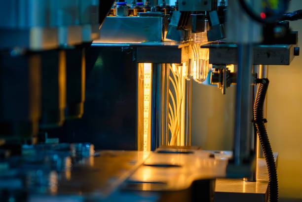 istock The drinking water bottle manufacturing process by blow mold machine. 2148799600