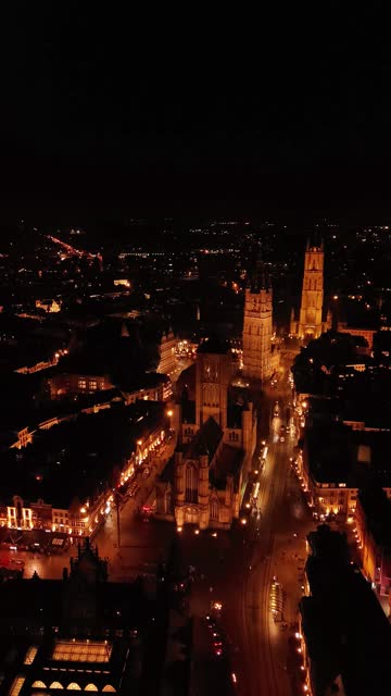 Ghent, Gent at night. Belgium, Europe