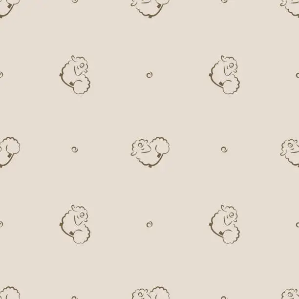 Vector illustration of seamless animalistic pattern with  lambs, stylized images, vector