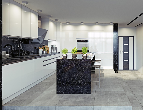 modern kitchen interior. 3d rendering concept