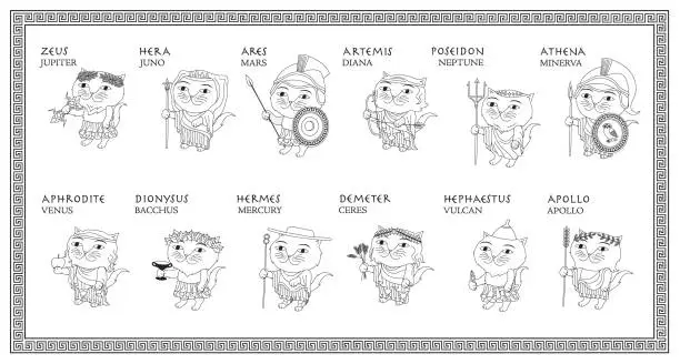 Vector illustration of Twelve Olympian Gods