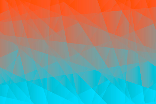 Modern and trendy abstract geometric background. Beautiful polygonal mosaic with a color gradient. This illustration can be used for your design, with space for your text (colors used: Blue, Pink, Orange, Red). Vector Illustration (EPS10, well layered and grouped), wide format (3:2). Easy to edit, manipulate, resize or colorize.