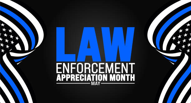 istock May is Law Enforcement Appreciation Month background template. Holiday concept. use to background, banner, placard, card, and poster design template with text inscription and standard color. vector 2148806299