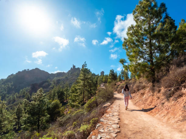 istock A woman is walking on a dirt path in a forest 2148806416