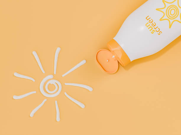 istock Sunscreen Bottle with Cream Shaped as Sun on Peach Background 2148807266