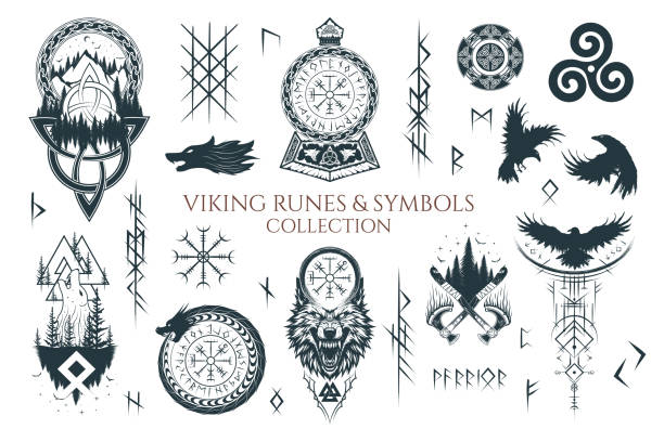 Viking T-Shirt With Axes Mjolnir Fenrir Valknut Viking T-Shirt With Axes Mjolnir Fenrir Valknut