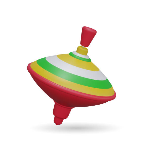 istock Toy spinning top. Colored rotated games for kids gyroscope twirl. 3d Vector illustration. Hand Spinner Gyro Toy Gift for Kids. Most classic toys in the past 2148808855