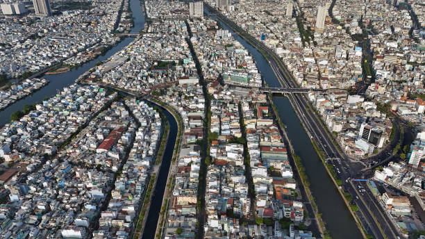 istock Impression Ho chi Minh cityscape aerial with canal system, overc 2148809633