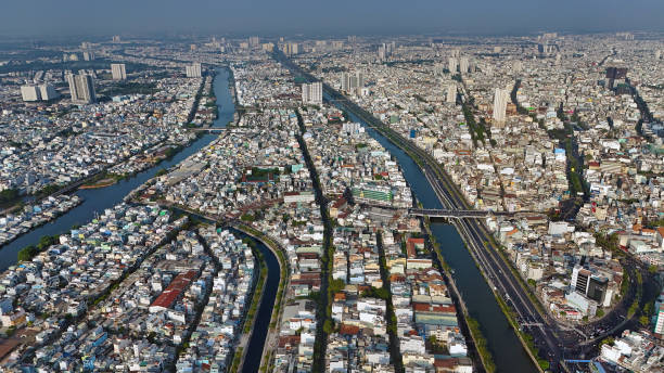 istock Impression Ho chi Minh cityscape aerial with canal system, overc 2148809637