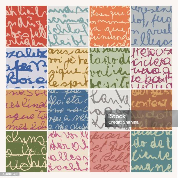Handwriting Textures Messy Handwriting Texture Grid Background Stock Illustration - Download ...