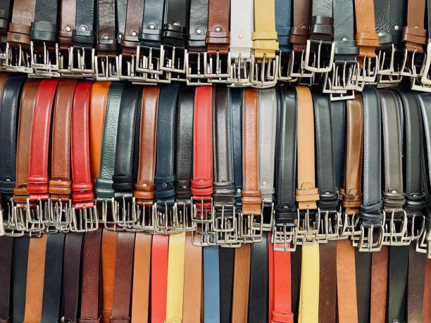 istock leather work overall view of belts 2148811711