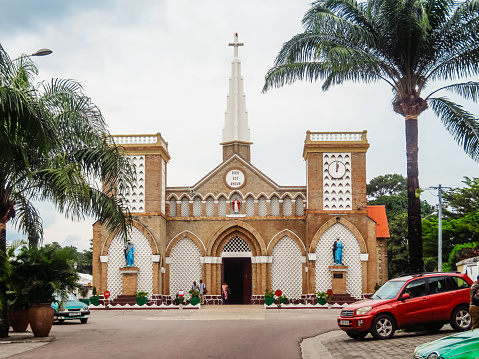 Brazzaville, Republic of Congo - March 16, 2023: The Cathedral Of The Sacred Heart (La Cathédrale du Sacré Coeur) in the Republic of Congo.