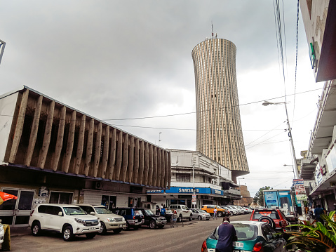 Brazzaville, Republic of Congo - March 16, 2023 : Building tower in Brazzaville in the Republic Of Congo.