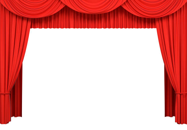 istock Luxury stage or windows curtains, realistic 3D illustration 2148813289