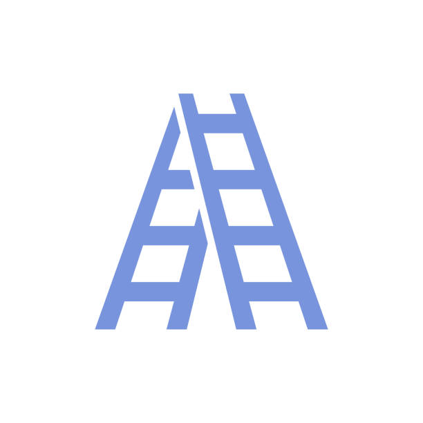 stockillustraties, clipart, cartoons en iconen met ladder icon vector template illustration design - ladder gefabriceerd object