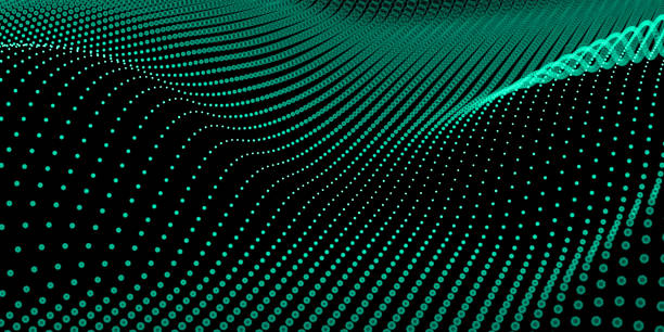 istock Abstract background with futuristic wavy bokeh dots 2148814107