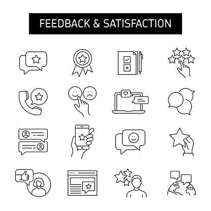 Feedback and Satisfaction Line Icon Set. Customer, Rating, Quality, Experience.