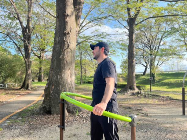 istock Man exercising outdoors 2148814401