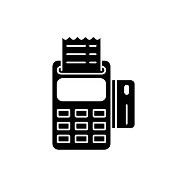 Vector illustration of POS Machine Solid Icon Design. Suitable for Infographics, Web Pages, Mobile Apps, UI, UX, and GUI design.