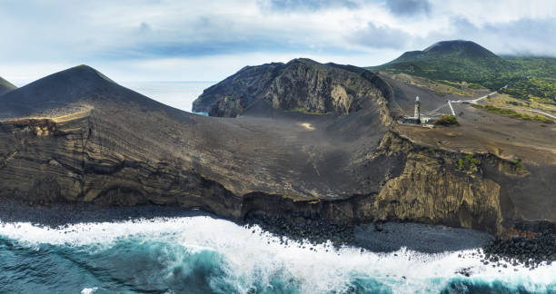 istock Volcano dos Capelinhos on the island Faial from drone, Panoramic view, Azores 2148815099