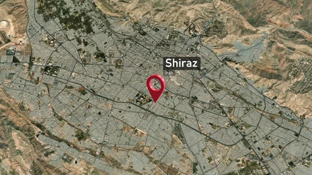 Shiraz City Map Zoom from Space to Earth, Iran