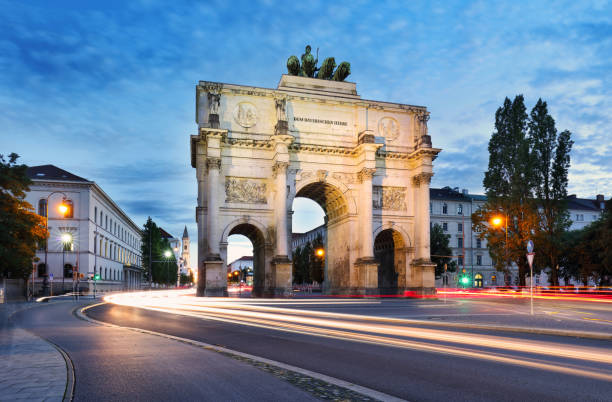 Siegestor (Victory Gate) triumphal arch in downtown Munich, Germany