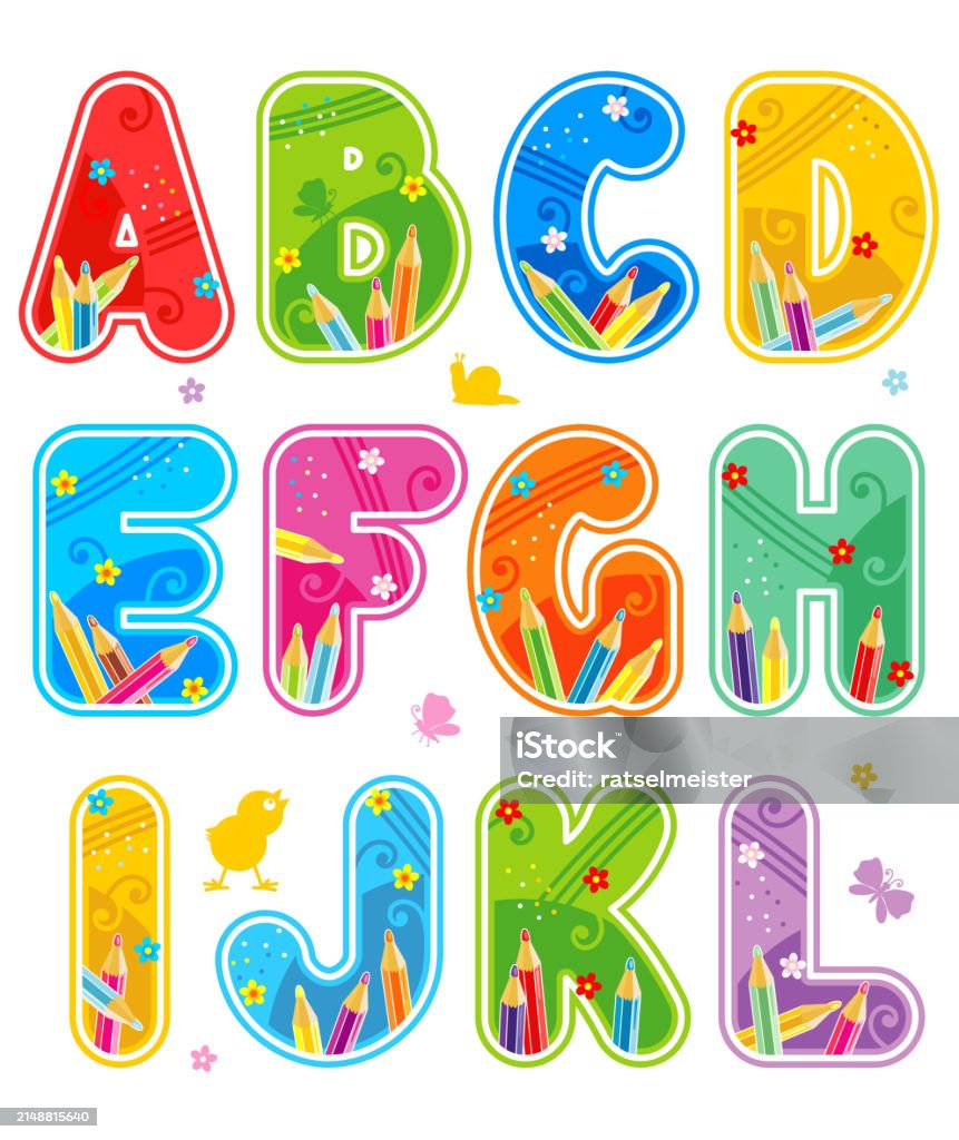 Decorating Writing Letters Decorated Alphabet Letters Set With Design Elements Stock Illustration ...