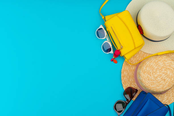 istock Female handbag with accessories flat lay top view 2148816698