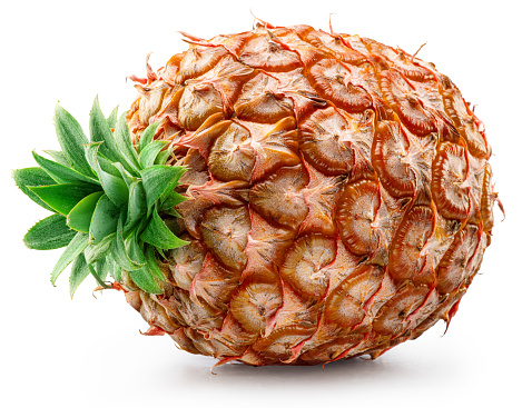 Fully ripe pineapple isolated on white background. File contains clipping path.