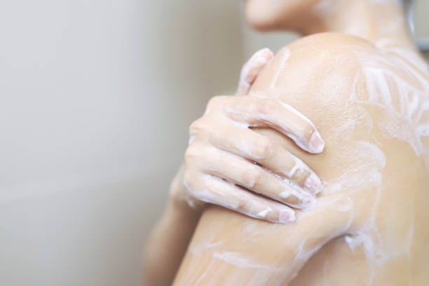 istock Women use liquid soap to shower to help eliminate bacteria. 2148818214