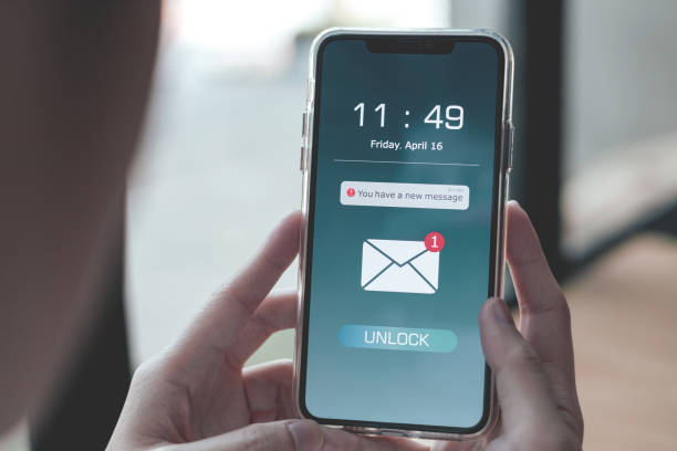 istock Electronic mail. Notification of new message inbox on mobile phone 2148820343