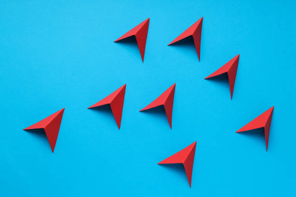istock Business, startup and sponsorship concept with arrows on blue background 2148820441