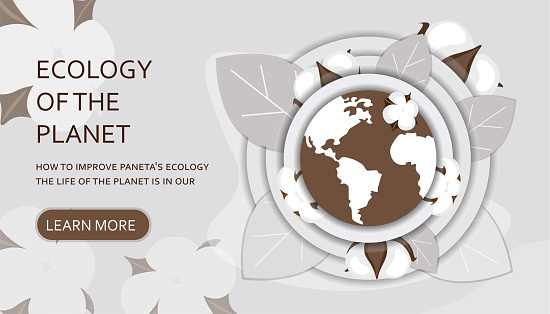 People care about the ecology of the planet. Cleaning, landscaping and watering. Protect nature and ecology banner. Happy earth day modern graphic design poster. Site illustration.