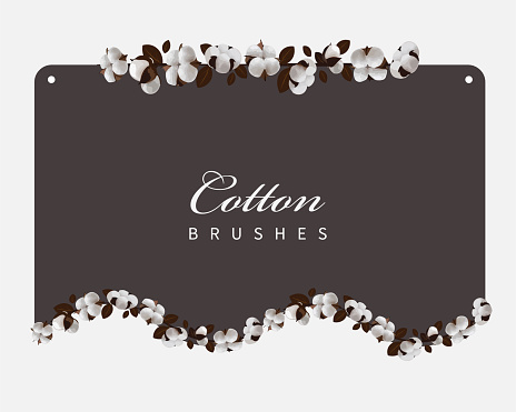 Cotton with a frame and place for text. White cotton buds. Vector illustration. Great for different backgrounds.