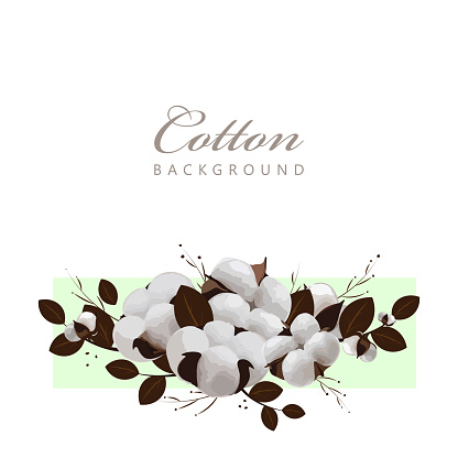 Cotton with a frame and place for text. White cotton buds. Vector illustration. Great for different backgrounds.
